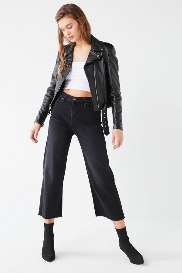 BDG Cropped Denim Culotte - Washed Black | Urban Outfitters US