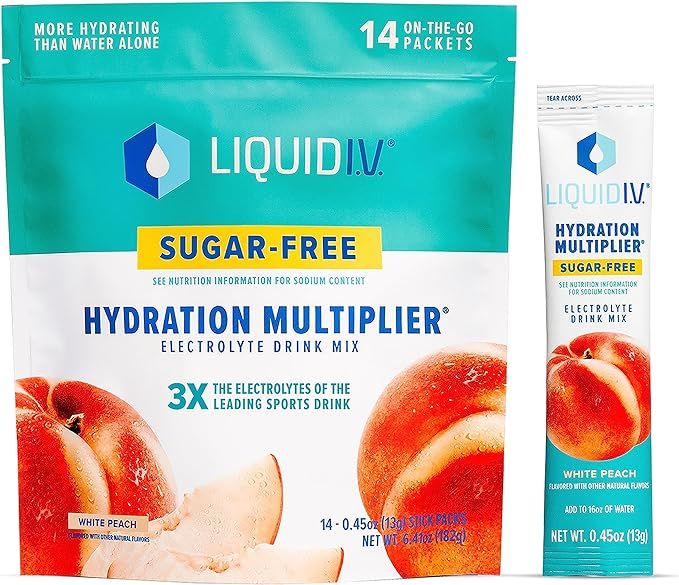 Liquid I.V. Sugar-Free Hydration Multiplier - White Peach – Hydration Powder Packets | Electrol... | Amazon (US)