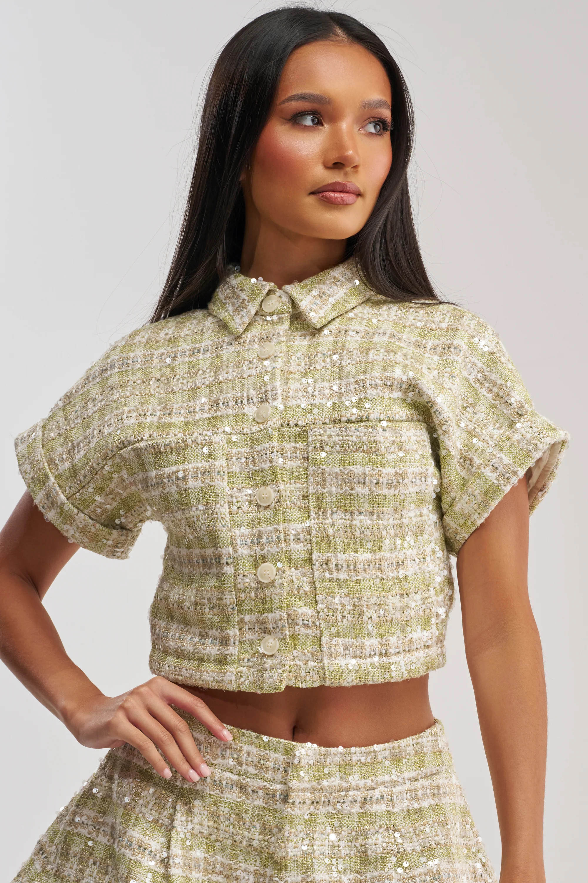 EASY TO LOVE TWEED BUTTON DOWN | AKIRA