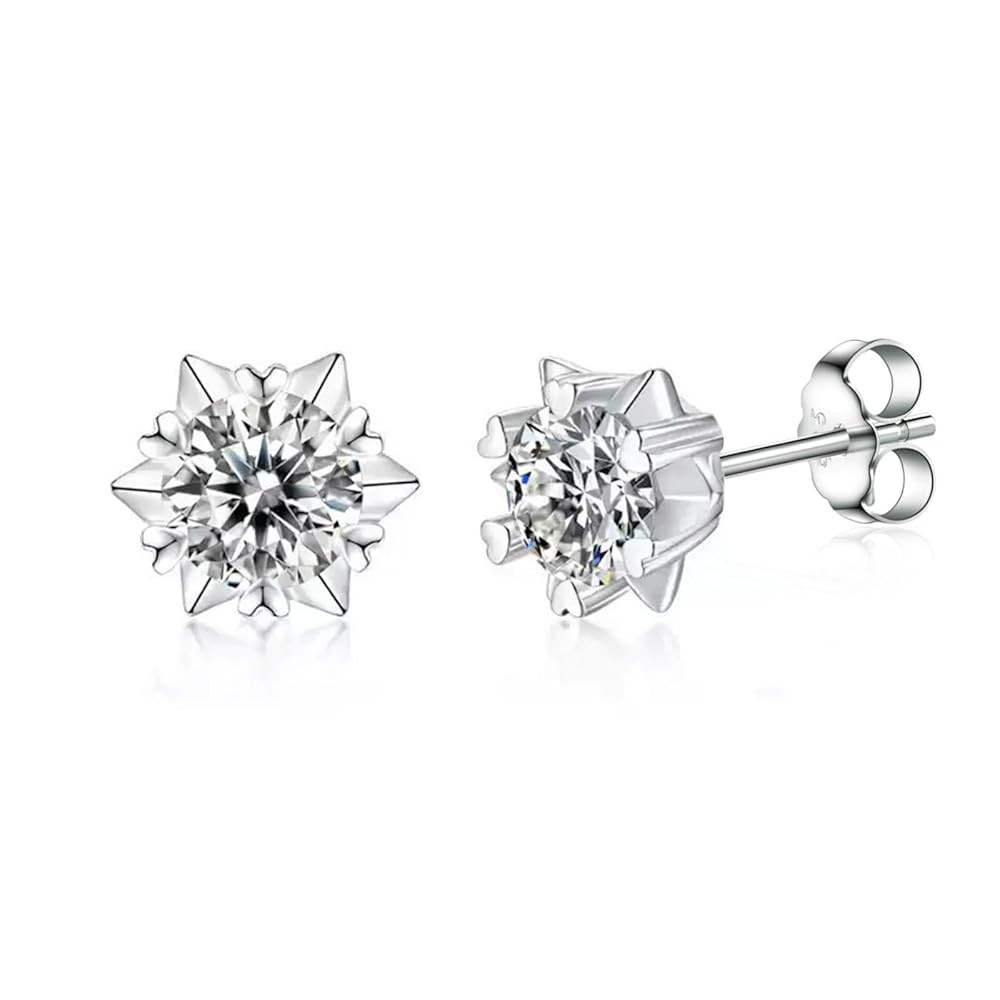 Moissanite Stud Earrings 1-2ct D Color VVS1 Clarity Round Cut 925 Sterling Silver Moissanite Earr... | Amazon (US)
