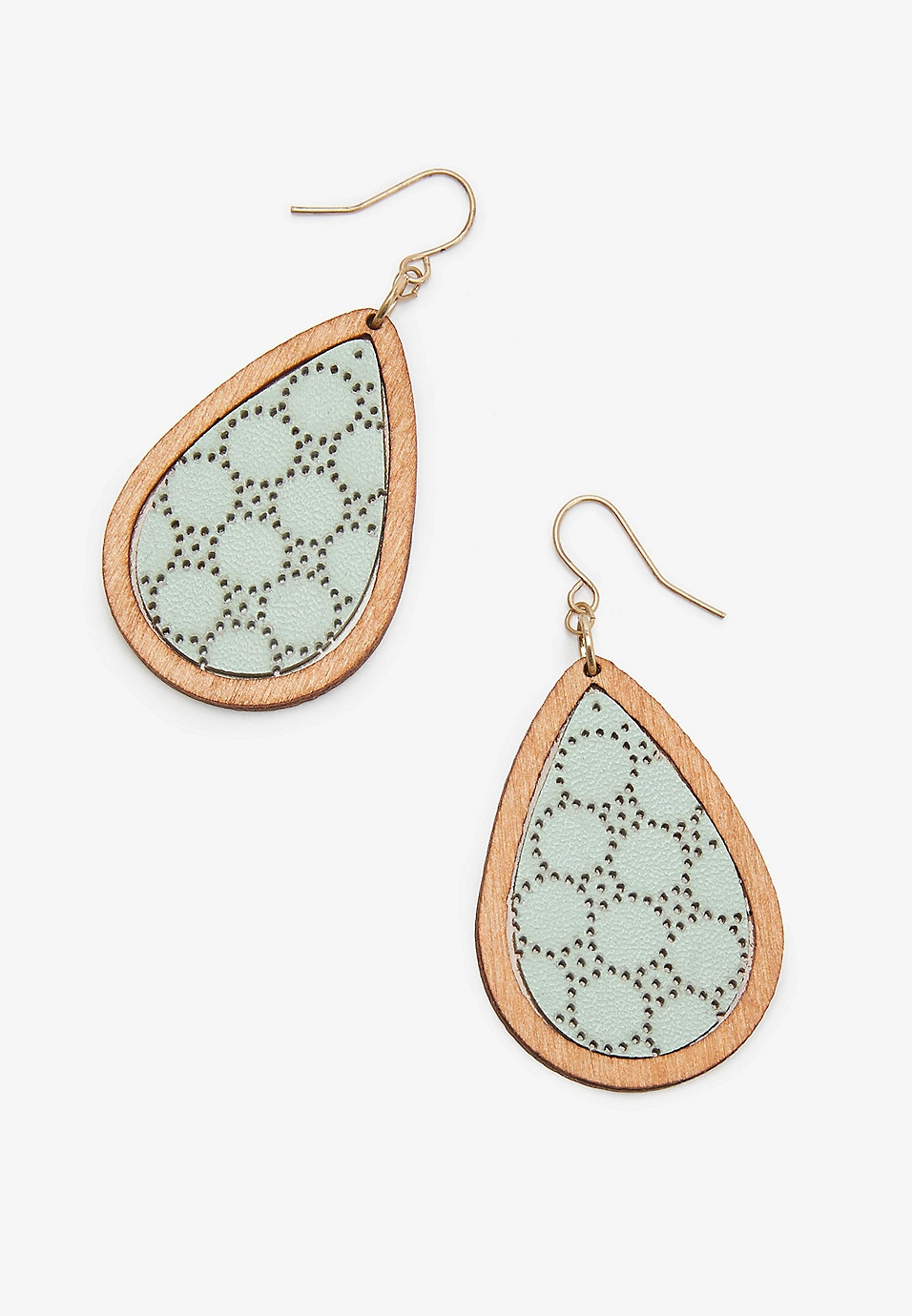 Teal and Wood Dotted Teardrop Earrings | Maurices