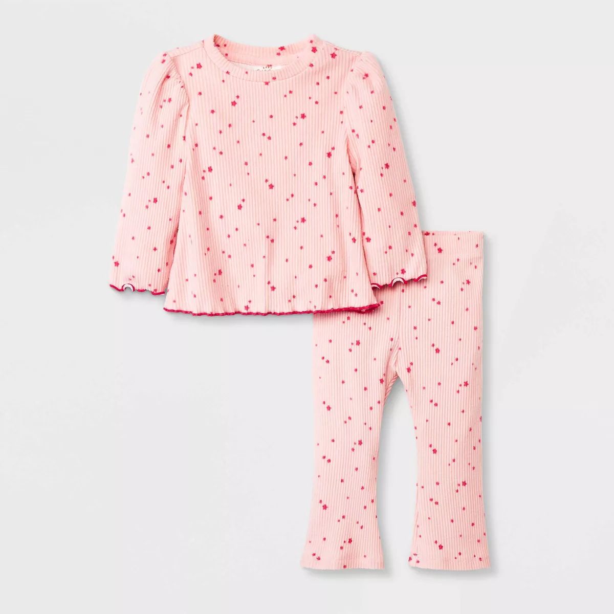 Baby Girls' Cozy Ribbed Top & Bottom Set - Cat & Jack™ Pink | Target