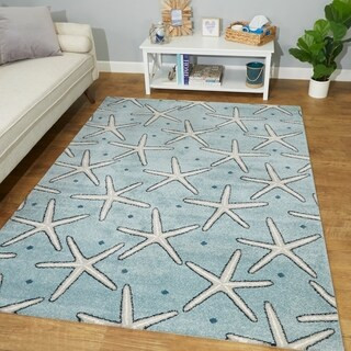 Massau Coastal Starfish Area Rug - 5'3" x 7' - Light Blue | Bed Bath & Beyond
