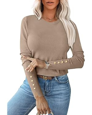 ANRABESS Sweaters for Women Long Sleeve Crewneck Fitted Business Casual Pullover Tops 2025 Fall O... | Amazon (US)