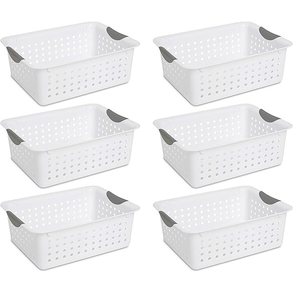 Bekith 6 Pack Plastic Storage Basket, Slim White Organizer Tote Bin Shelf Baskets for Closet Organiz | Amazon (US)