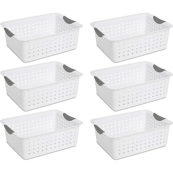 Bekith 6 Pack Plastic Storage Basket, Slim White Organizer Tote Bin Shelf Baskets for Closet Organiz | Amazon (US)