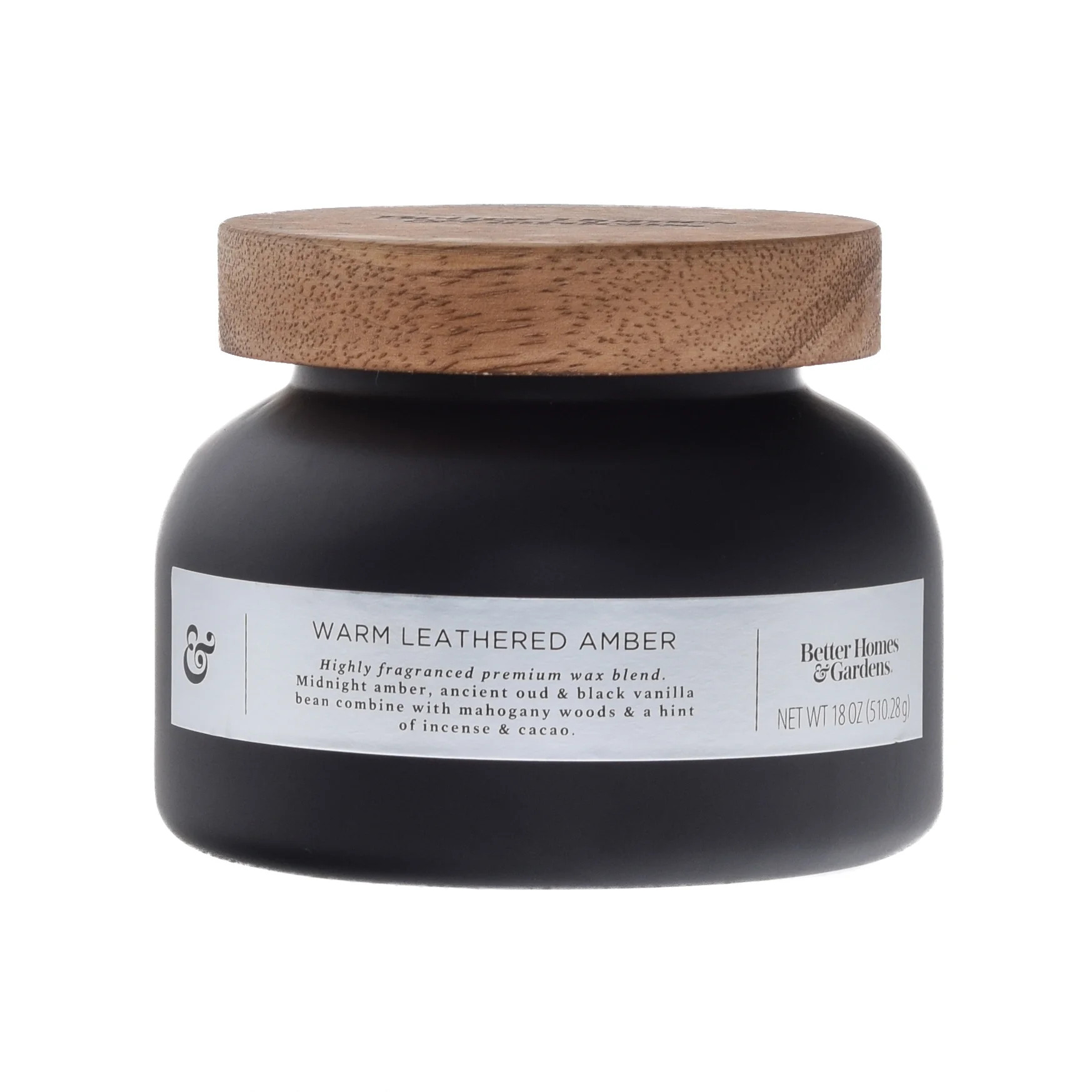 Better Homes & Gardens 18oz Warm Leathered Amber Scented 2-Wick Frosted Bell Jar Candle | Walmart (US)