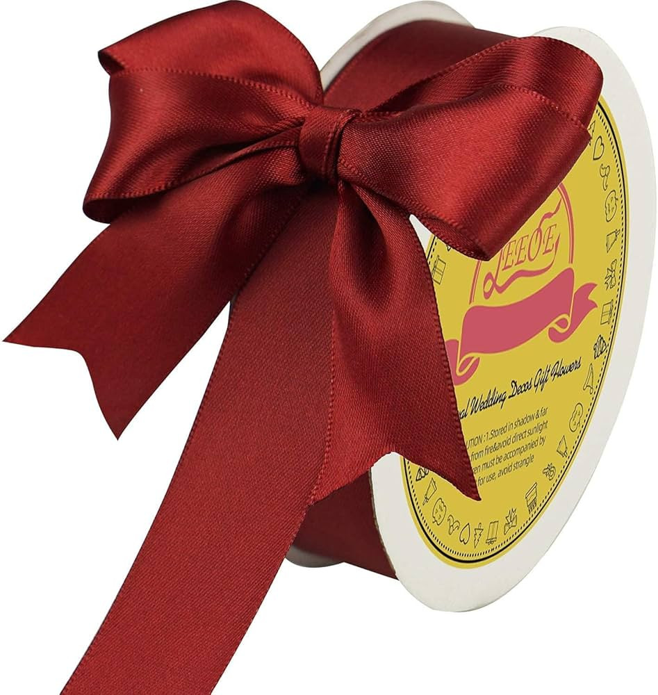 Double Face Satin Ribbon 1 inch X 25 Yards Polyester Burgundy Ribbon for Gift Wrapping Very Suita... | Amazon (US)