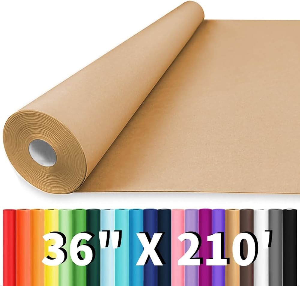 Vanhench 36"x 2520" (210') Brown Kraft Paper Roll, Craft Paper, Wrapping Paper for Bulletin Board... | Amazon (US)