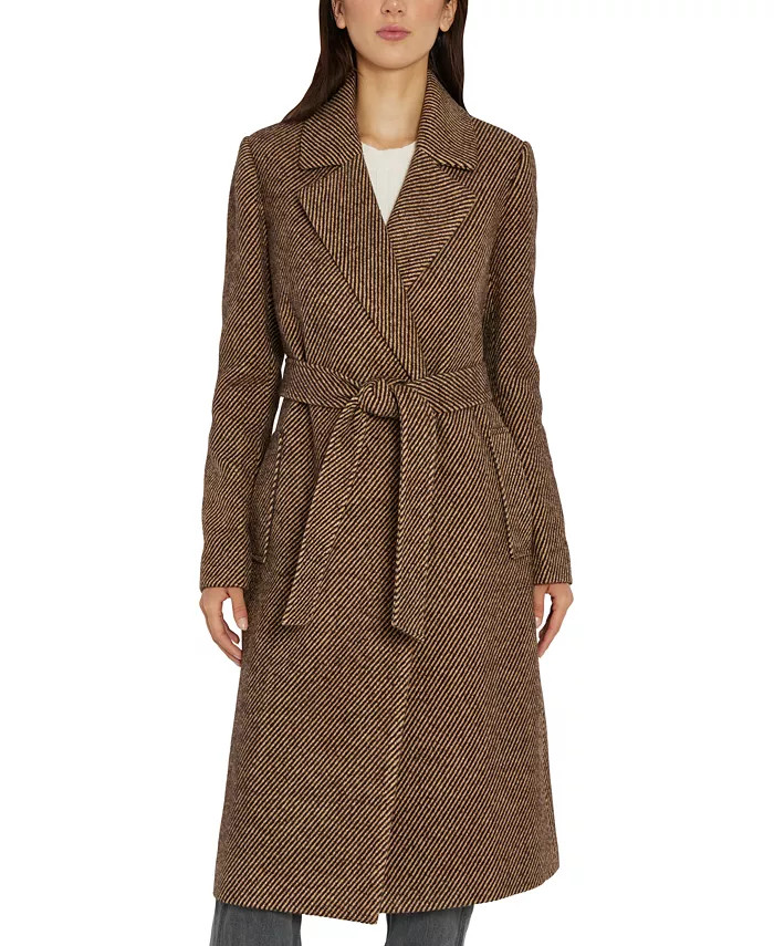 Women's Belted Tweed Wrap Coat | Macys (US)