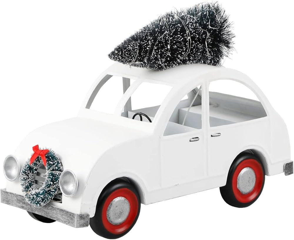 Unknown1 13" l Led Tin Car W/Tree White | Amazon (US)