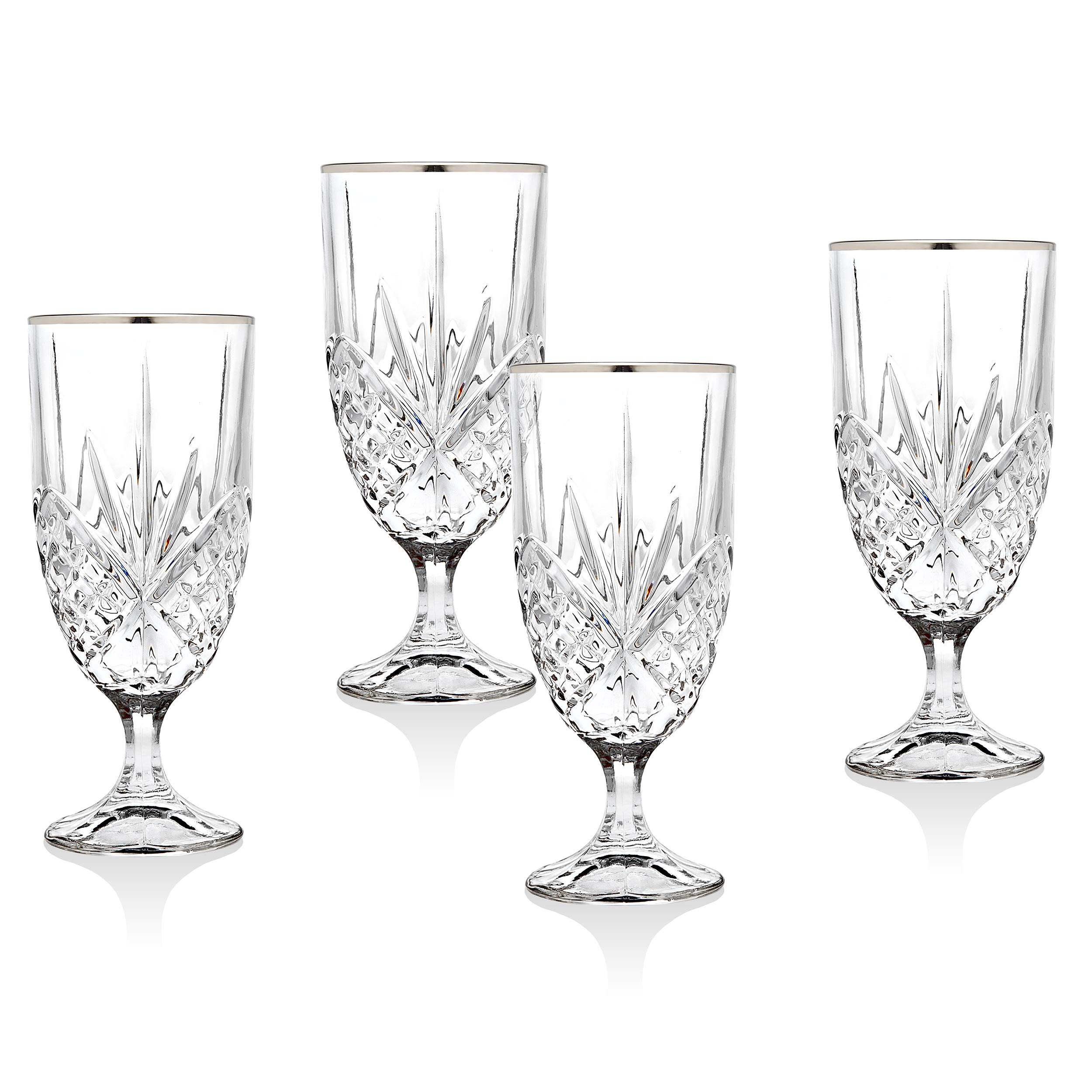 Godinger Iced Tea Beverage Glasses, Dublin, Platinum Rim, Set of 4 | Amazon (US)
