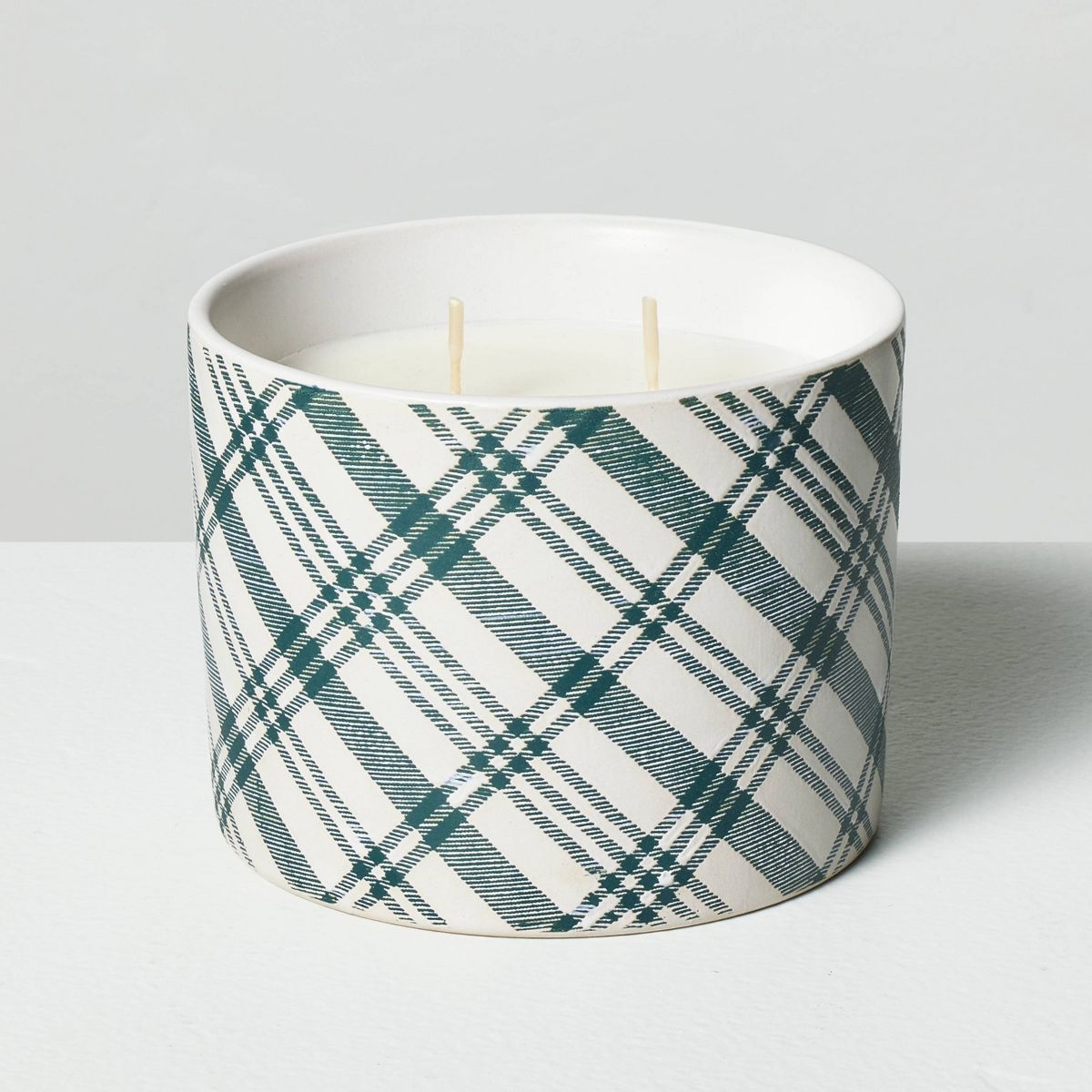 Plaid Ceramic Fireside Spruce Jar Christmas Candle Dark Green 11oz - Hearth & Hand™ with Magnol... | Target