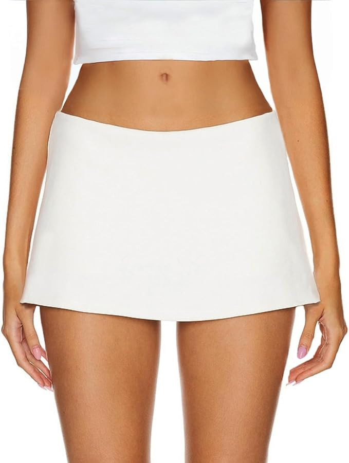 AnotherChill Women's Low Waist Micro Mini Skorts Skirt with Built-in Shorts Sexy Stretch Black Sk... | Amazon (US)