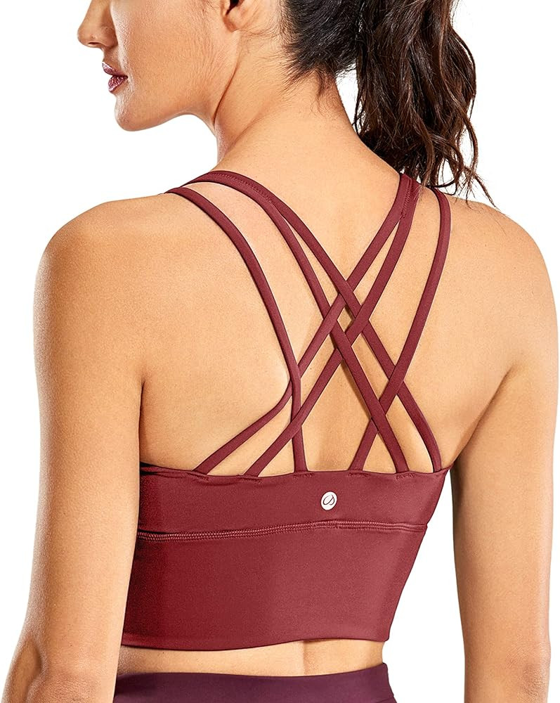 CRZ YOGA Women's Medium Impact Wirefree Padded Strappy Longline Sports Bras | Amazon (US)