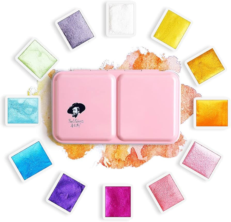 Paul Rubens Watercolor Paint, 12 Assorted Colors with Glitter Sparkle Effect, Professional Grade ... | Amazon (US)