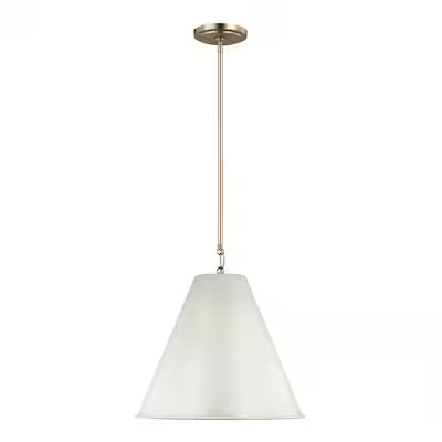 Generation Lighting Gordon 1 -Light Antique white Transitional Cone Medium Hanging Pendant light ... | Lowe's