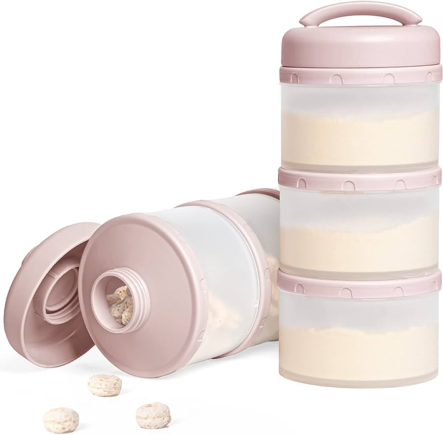 Termichy Stackable Formula Dispenser Portable Milk Powder Container, 2 Pack, Light Pink | Amazon (US)