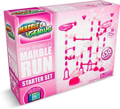 Marble Genius Marble Run Pink Sparkles Starter Set - 130 Complete Pieces + Free Instruction App (... | Amazon (US)