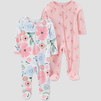 Baby Girls' 2pk Flamingo/Floral Sleep N' Play - Just One You® made by carter's Pink | Target