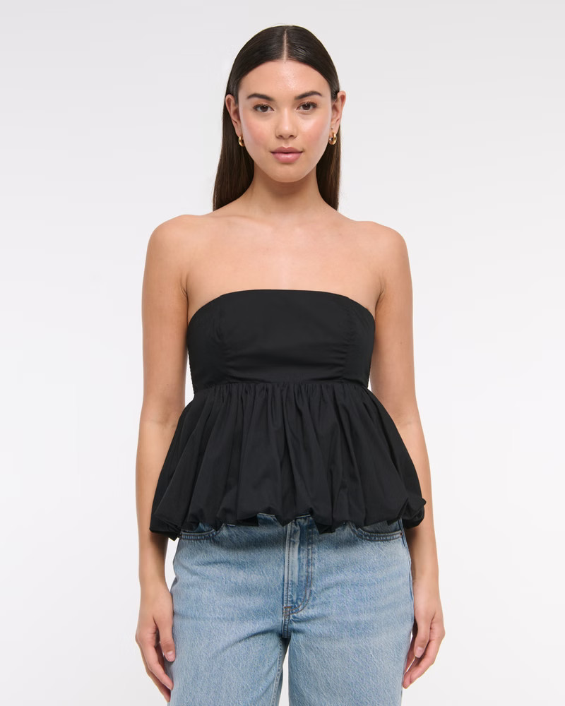 Strapless Bubble Hem Top | Abercrombie & Fitch (US)