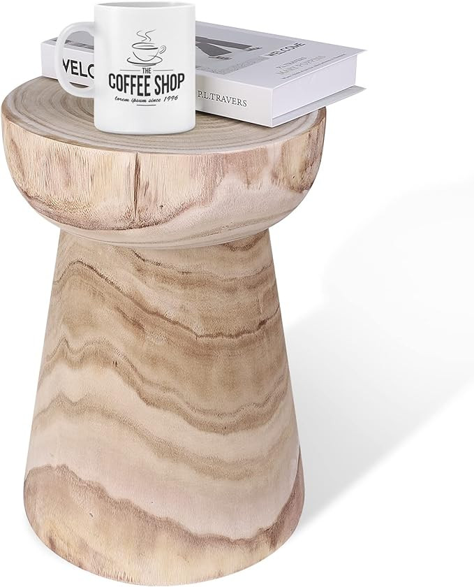 Wood Tree Stump Stool, 15" Wood Tree Stump Side Table Wooden Stump End Table Round Tree Stump Tab... | Amazon (US)