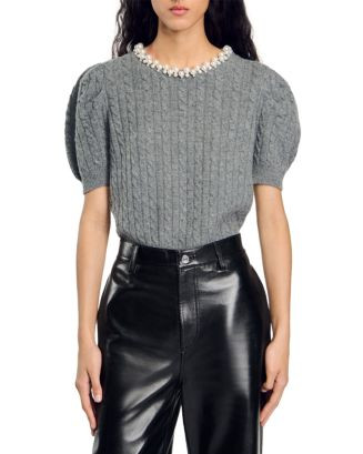 Madie Embellished Cable Knit Sweater | Bloomingdale's (US)