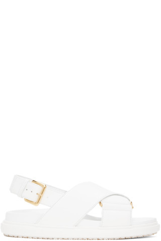 White Leather Fussbett Sandals | SSENSE