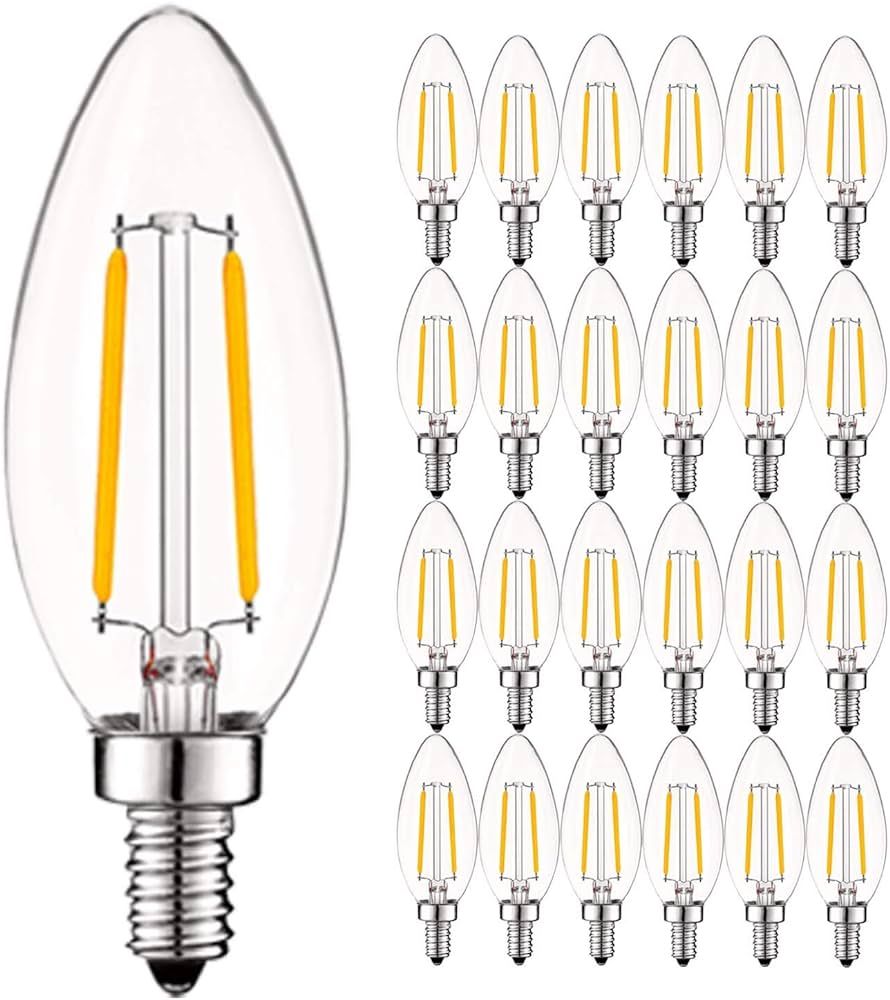 LUXRITE 4W Vintage Candelabra LED Bulbs Dimmable, 400 Lumens, 3000K Soft White, LED Chandelier Li... | Amazon (US)