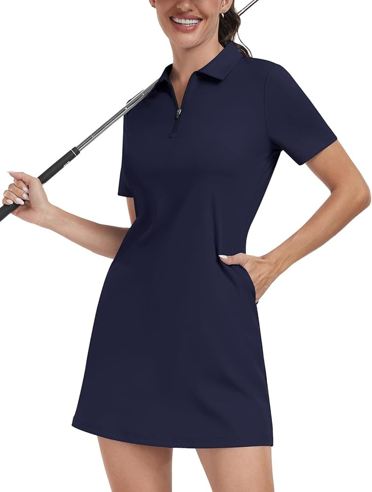 Soneven Womens Tennis Dress Sleeveless Golf Dresses with Shorts and Pockets Ruffle Sleeve Workout... | Amazon (US)