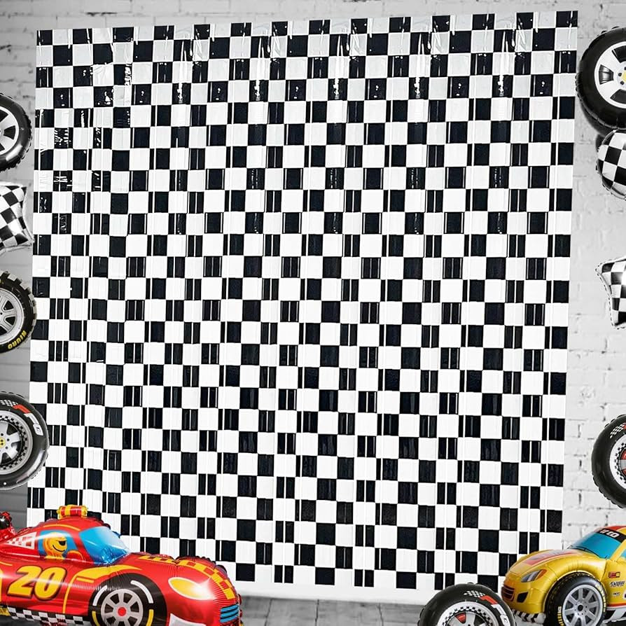 2 Packs Race Car Backdrops, Race Car Birthday Party Decorations, Black and White Checkered Backdr... | Amazon (US)