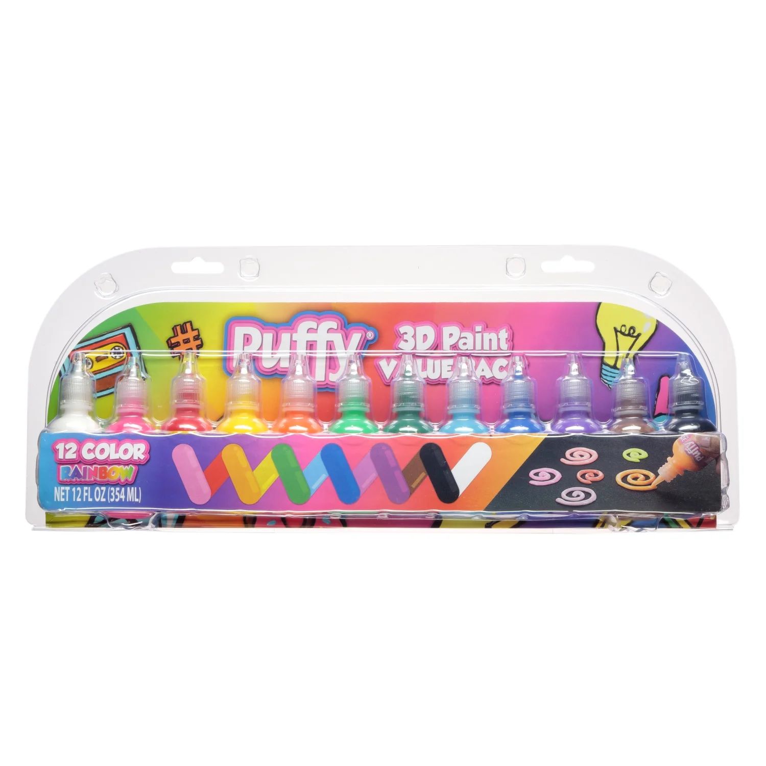 Puffy 1 fl oz 3D Paint Value Pack 12 Color Rainbow, Multi-Surface, Multi-Color | Walmart (US)