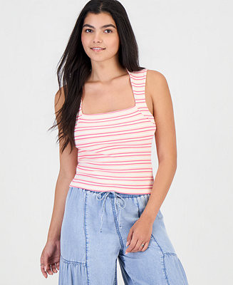 Madden GirlJuniors' Striped Ribbed Knit Sleeveless Top | Macy's