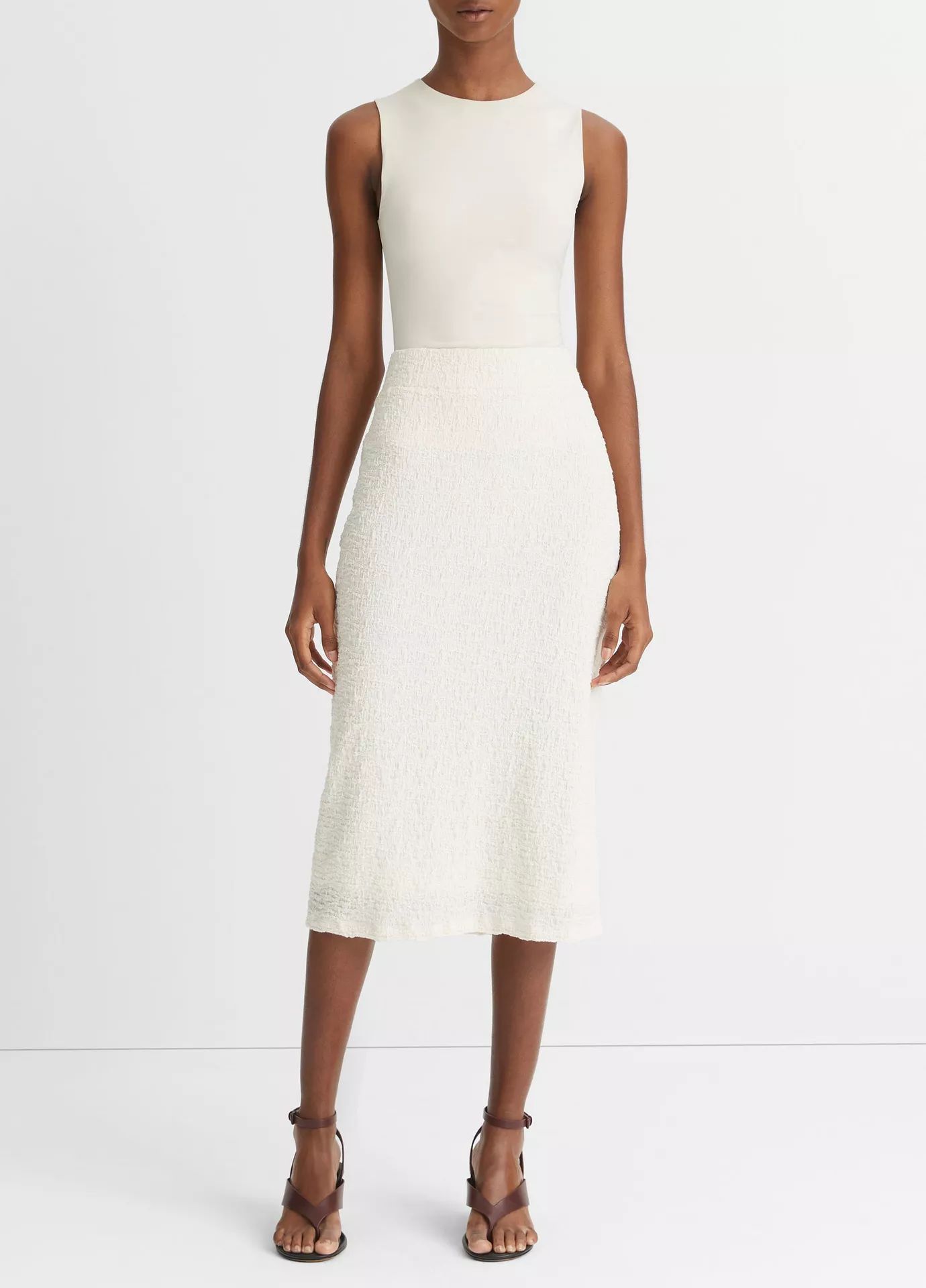 Smocked Cotton-Blend Skirt | Vince LLC