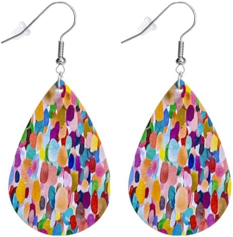 Colorful Earrings for Women Teardrop Dangle Leather Lightweight Hypoallergenic - Handmade Fashion... | Amazon (US)