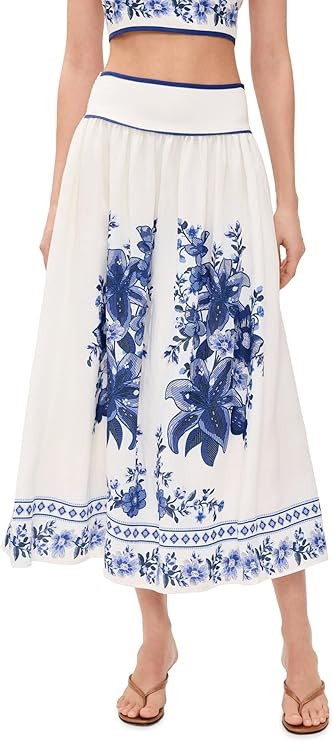MOON RIVER Women's Floral Midi Skirt | Amazon (US)