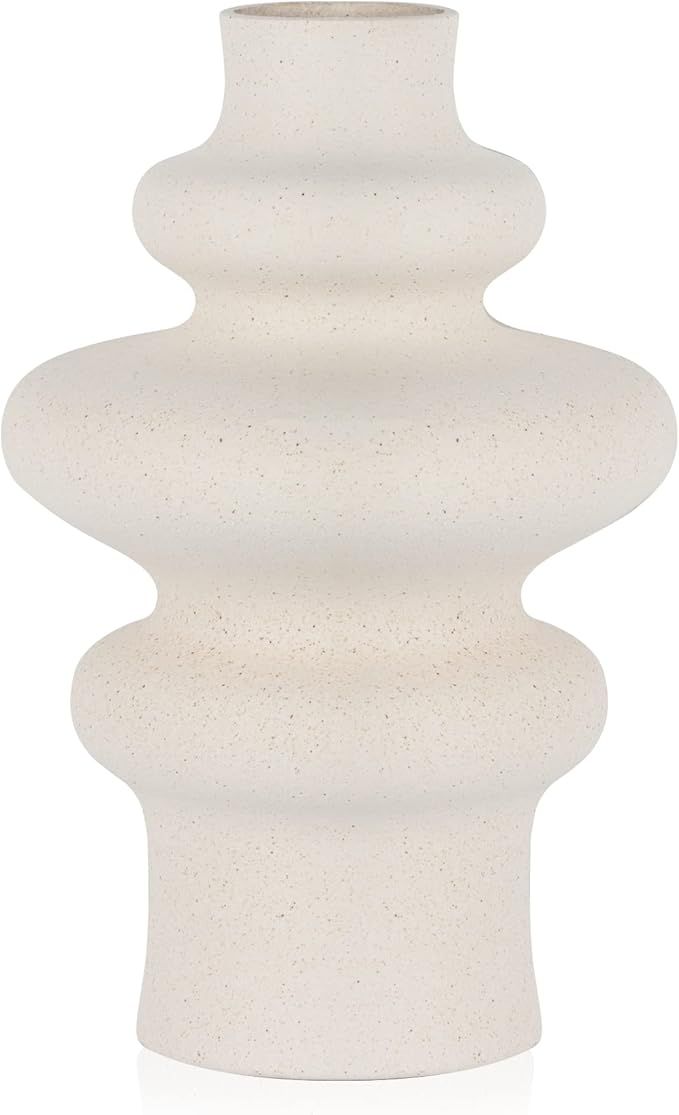 The7boX White Frosted Ceramic Vases,Lrregular White Donut Vase Flower Arrangement Artificial Flow... | Amazon (US)