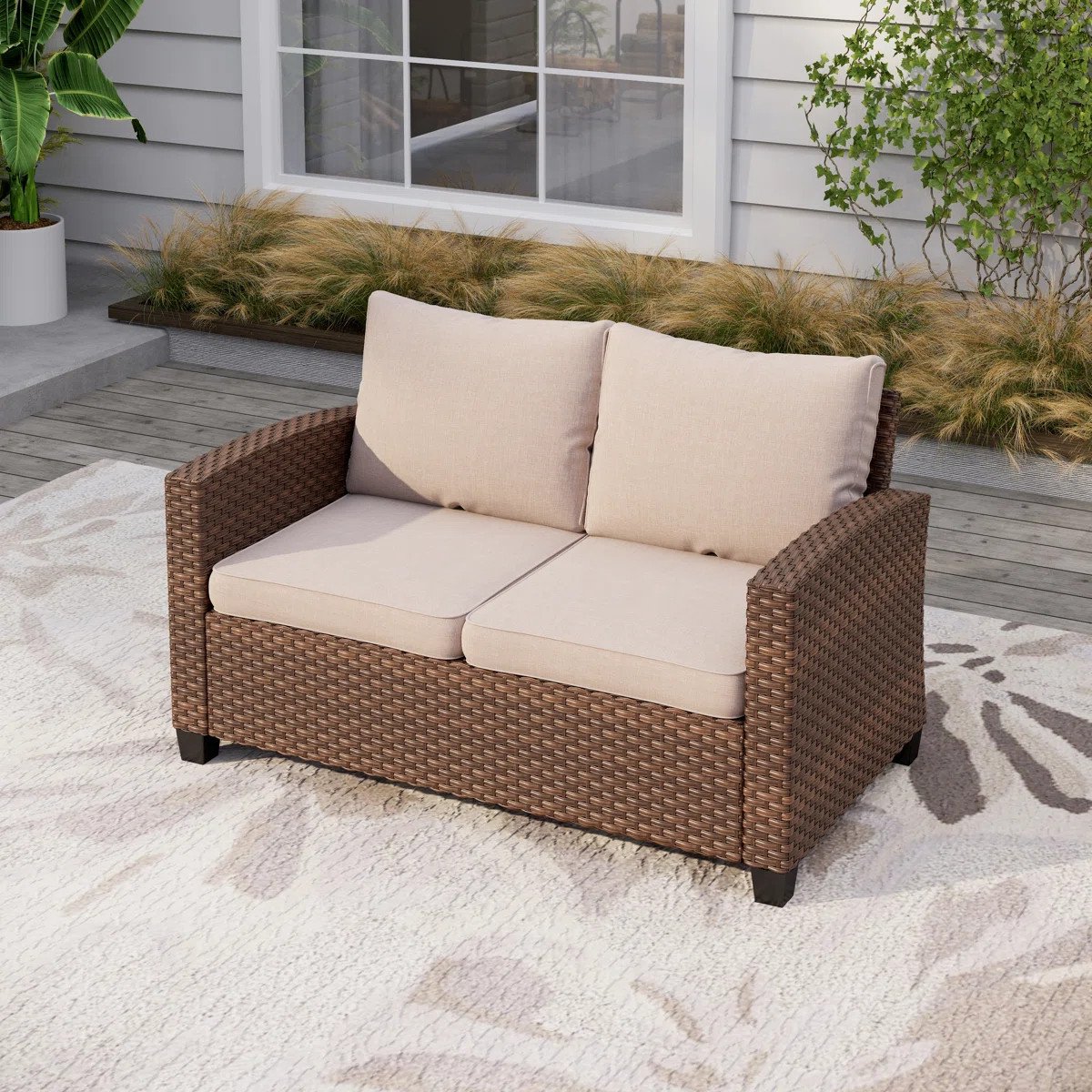 Salem Stylish Wicker Outdoor Patio Loveseat | Wayfair North America