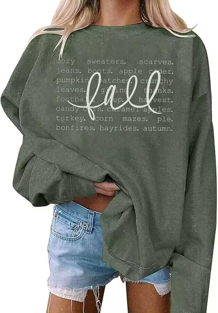 AIMITAG Fall Sweatshirt for Women Funny Fall Words Graphic Sweatshirt Autumn Letter Print Long Sl... | Amazon (US)