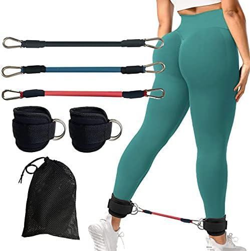 CORECISE Booty Ankle Resistance Bands with Cuffs, Ankle Strap with Resistance Bands,Legs Resistance  | Amazon (US)