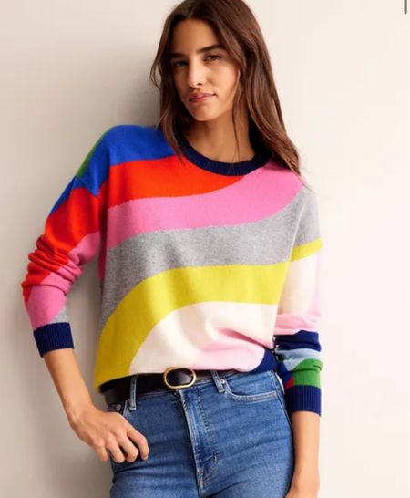 Beautiful cashmere rainbow jumper sweater 

#LTKfamily #LTKmidsize #LTKover40