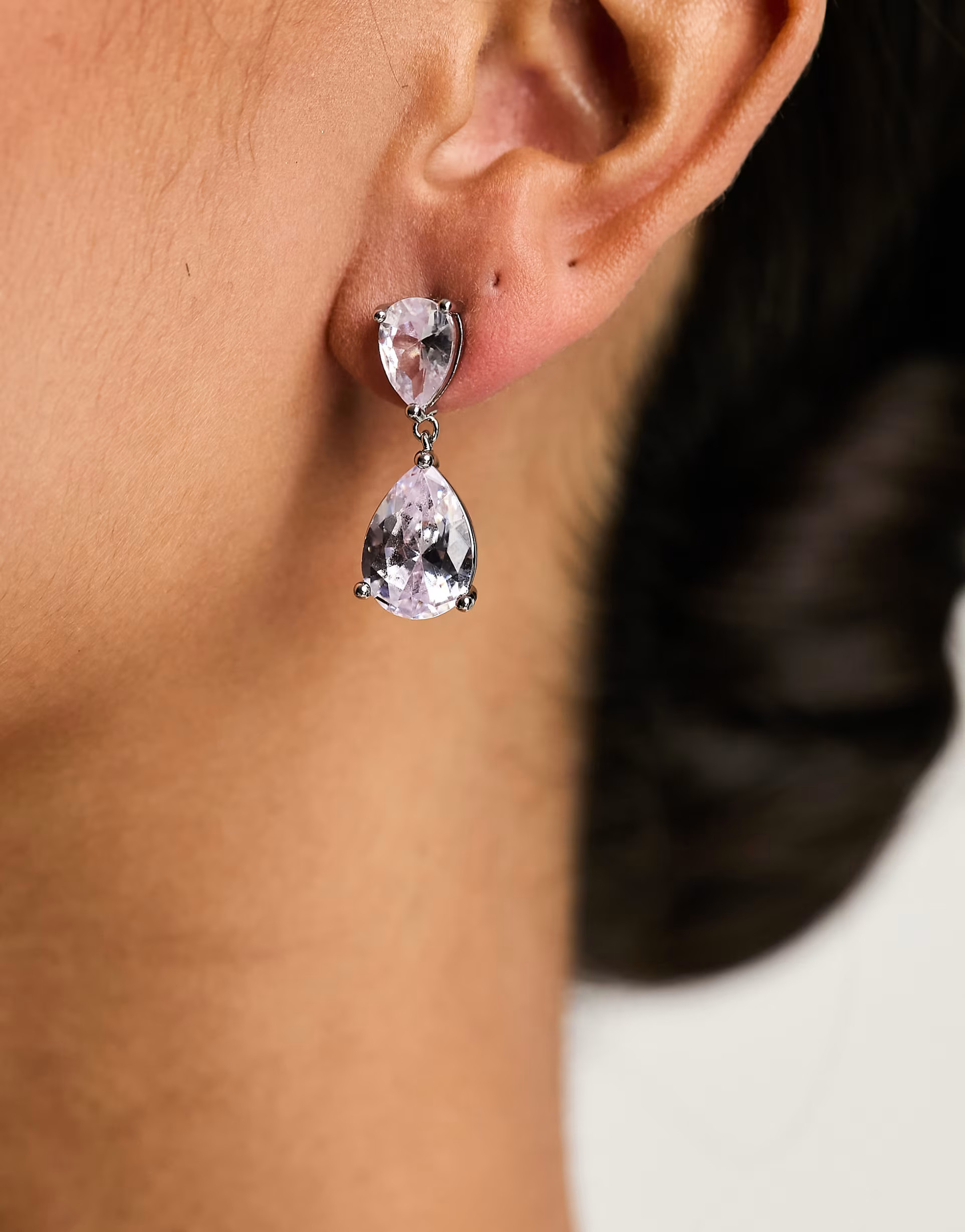 ASOS DESIGN drop earrings with cubic zirconia teardrop design | ASOS (Global)