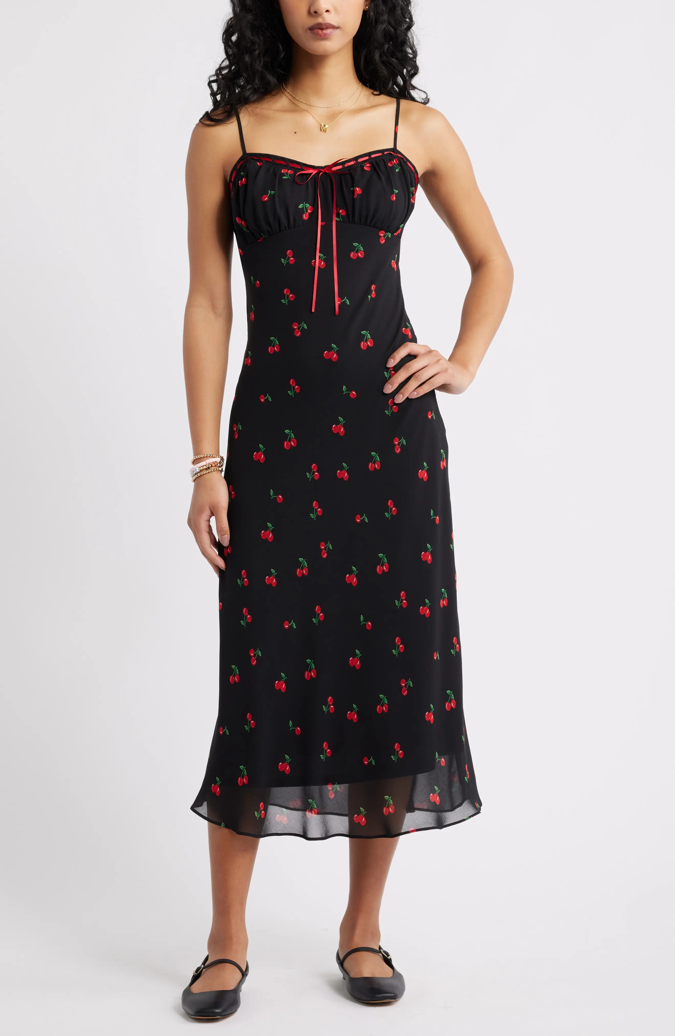 BP. Tie Front Chiffon Midi Dress (Women) | Nordstromrack | Nordstrom Rack