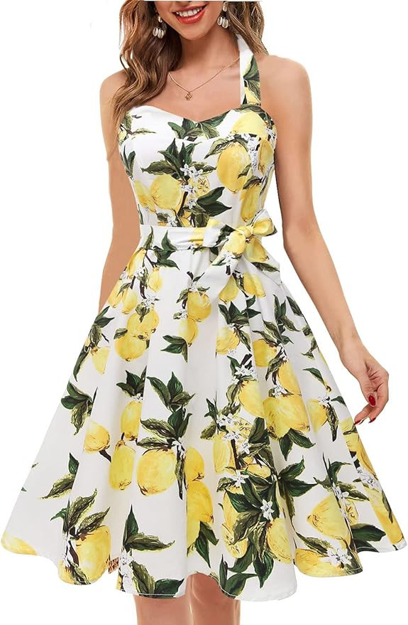 Topdress Women'sVintage Polka Audrey Dress 1950s Halter Retro Cocktail Dress | Amazon (US)