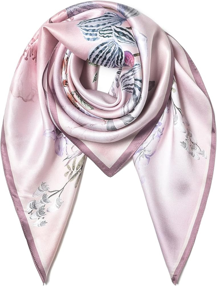 100% Pure Mulberry Silk Scarf 35" Large Square Lightweight Headscarf \u2013Women\u2019s Hair Wrap... | Amazon (US)