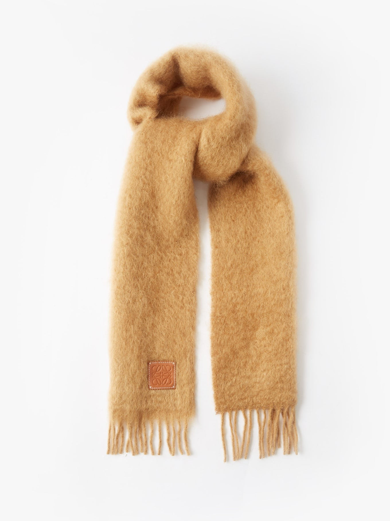 Anagram-patch fringed mohair-blend scarf | LOEWE | Matches (US)