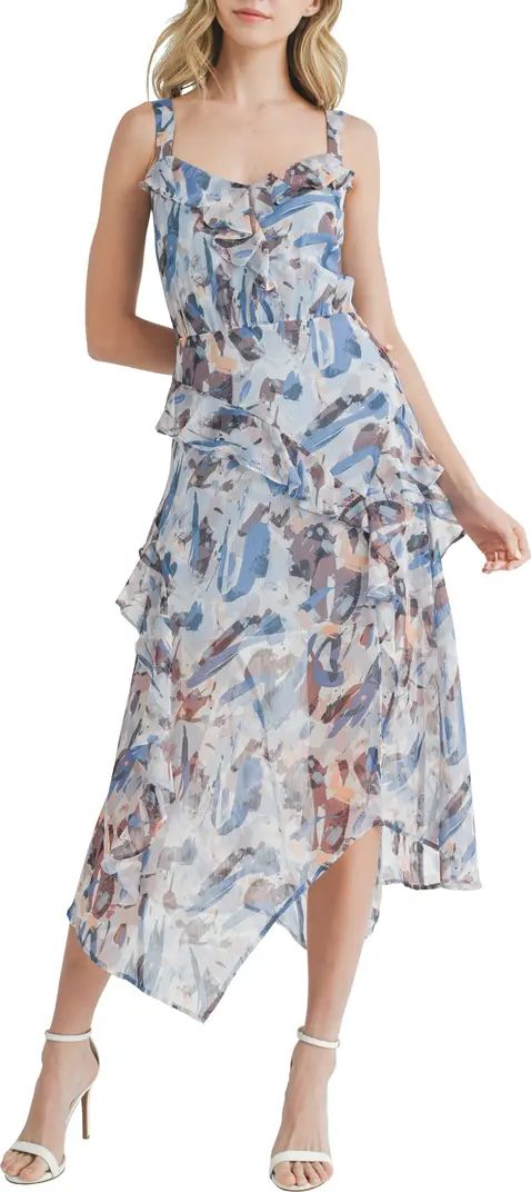 Asymmetric Hem Abstract Print Chiffon Dress | Nordstrom