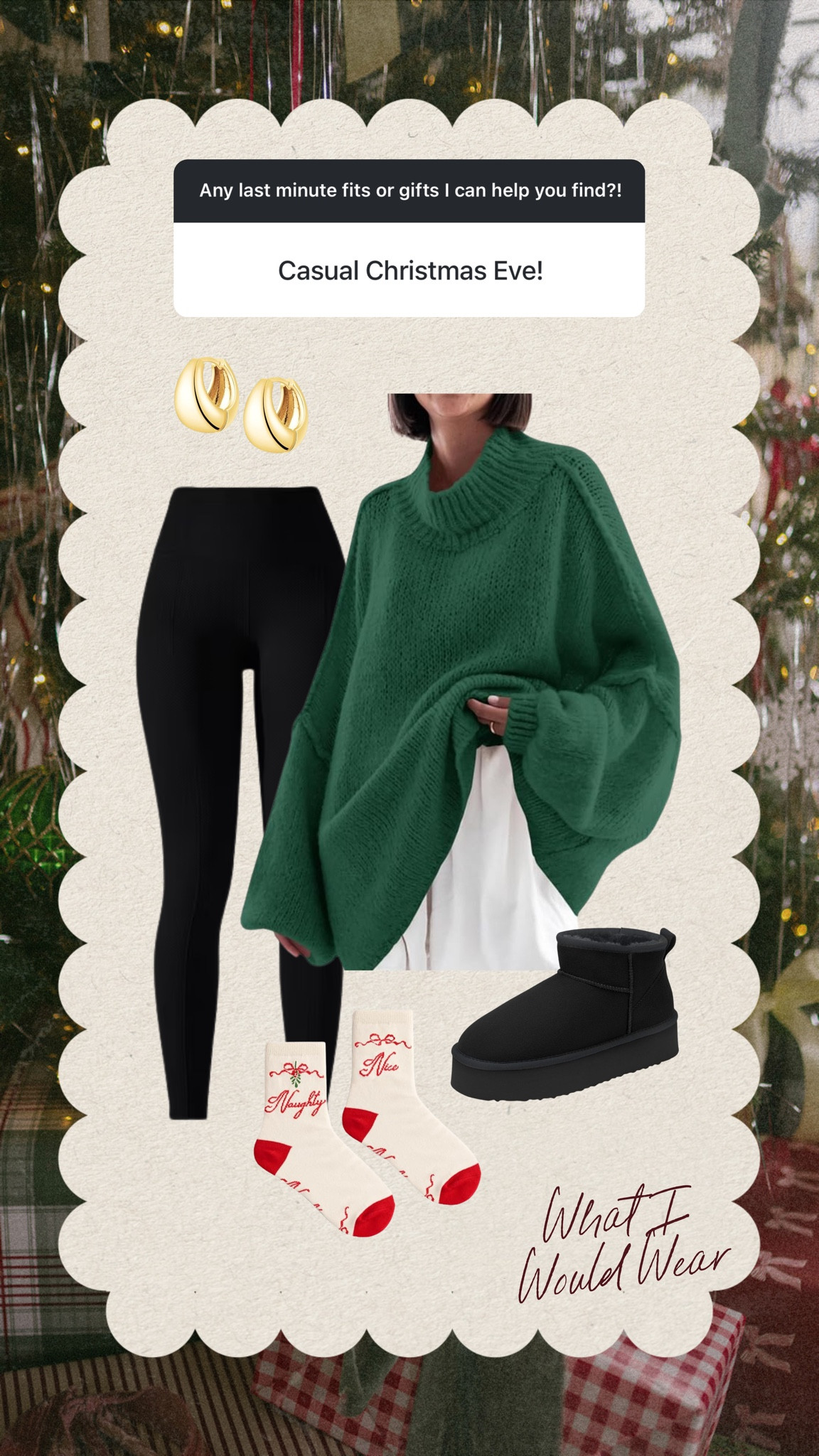 Comfy Christmas outfit🌲 can never go wrong with leggings and an oversized sweater 

#LTKHoliday #LTKSaleAlert #LTKMidsize