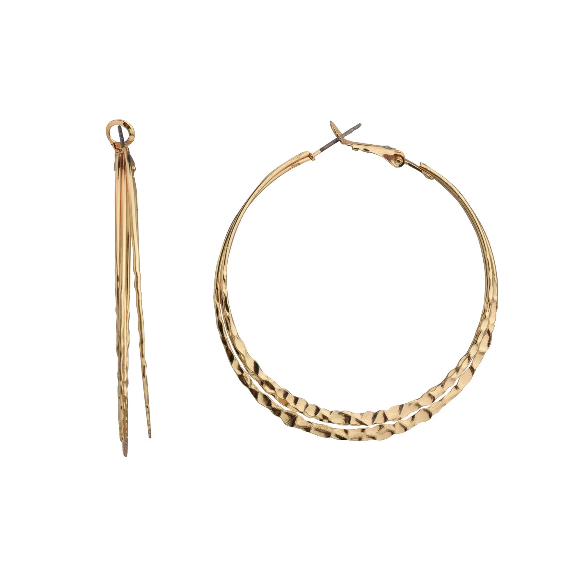 Gold Triple Layer Hoop Earring | Walmart (US)