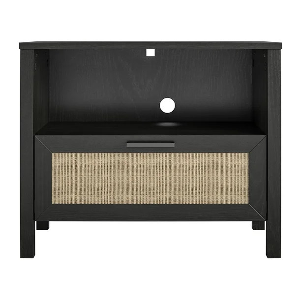 Queer Eye Wimberly 1 Drawer Nightstand, Black Oak with Faux Rattan - Walmart.com | Walmart (US)